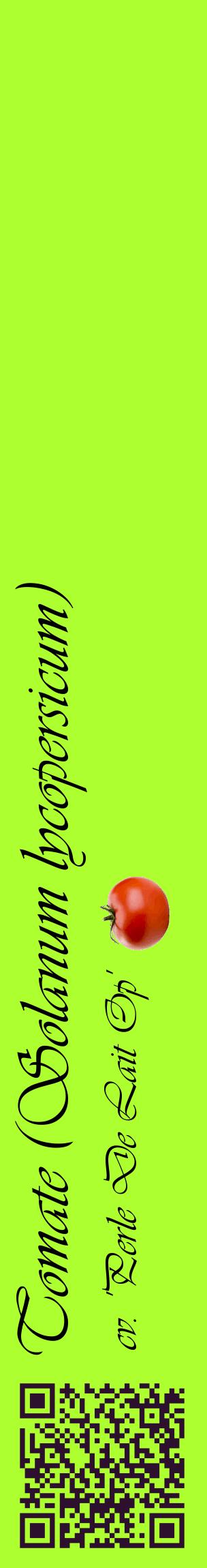 Étiquette de : Solanum lycopersicum cv. 'Perle De Lait Op' - format c - style noire17_basiqueviv avec qrcode et comestibilité simplifiée