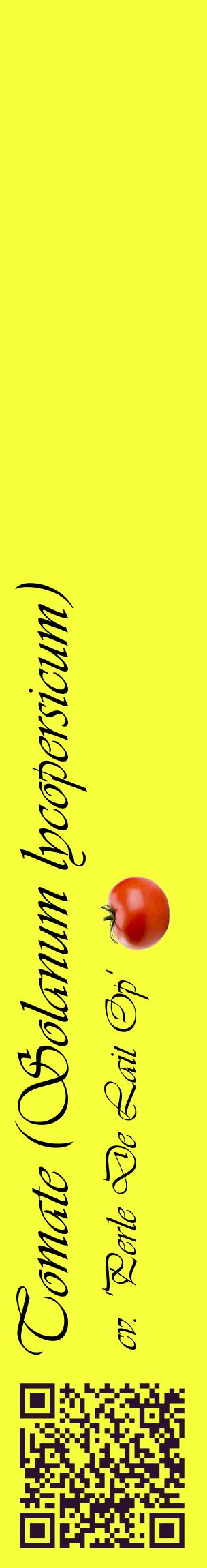 Étiquette de : Solanum lycopersicum cv. 'Perle De Lait Op' - format c - style noire18_basiqueviv avec qrcode et comestibilité simplifiée