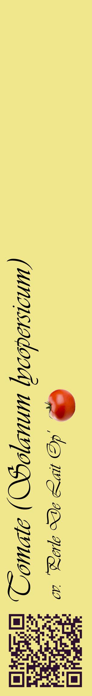 Étiquette de : Solanum lycopersicum cv. 'Perle De Lait Op' - format c - style noire20_basiqueviv avec qrcode et comestibilité simplifiée