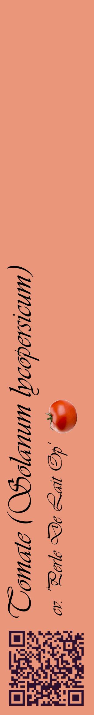 Étiquette de : Solanum lycopersicum cv. 'Perle De Lait Op' - format c - style noire37_basiqueviv avec qrcode et comestibilité simplifiée