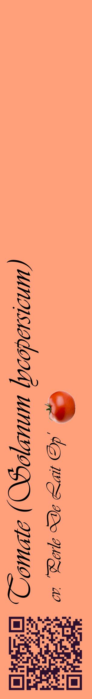 Étiquette de : Solanum lycopersicum cv. 'Perle De Lait Op' - format c - style noire39_basiqueviv avec qrcode et comestibilité simplifiée