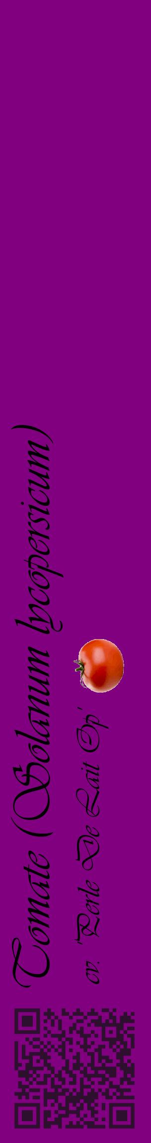 Étiquette de : Solanum lycopersicum cv. 'Perle De Lait Op' - format c - style noire46_basiqueviv avec qrcode et comestibilité simplifiée