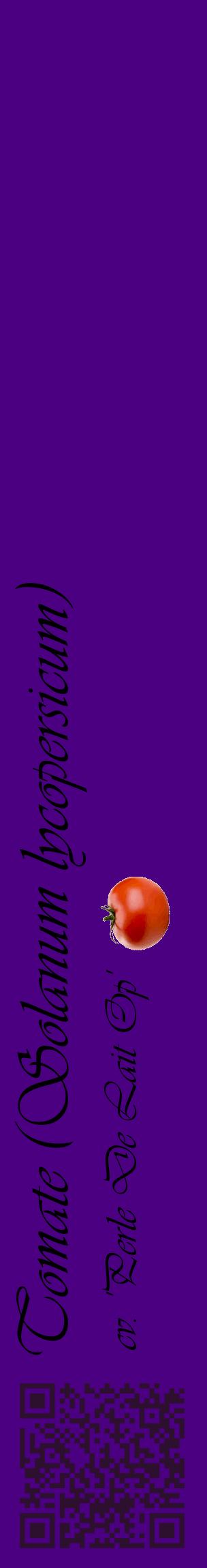 Étiquette de : Solanum lycopersicum cv. 'Perle De Lait Op' - format c - style noire47_basiqueviv avec qrcode et comestibilité simplifiée