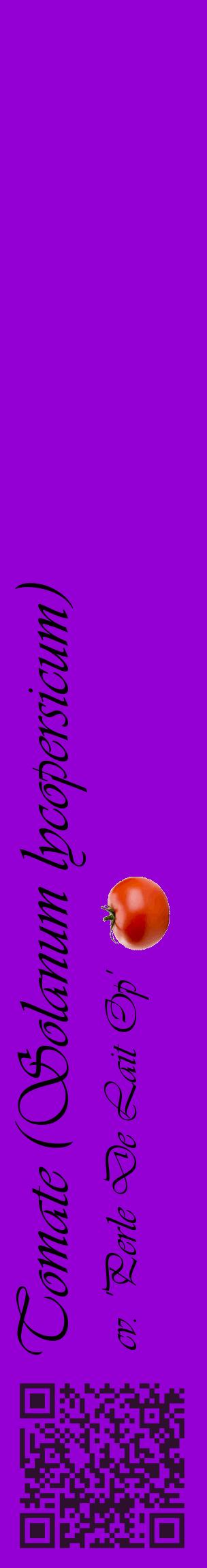 Étiquette de : Solanum lycopersicum cv. 'Perle De Lait Op' - format c - style noire48_basiqueviv avec qrcode et comestibilité simplifiée