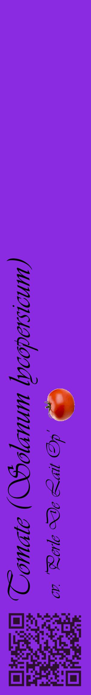Étiquette de : Solanum lycopersicum cv. 'Perle De Lait Op' - format c - style noire49_basiqueviv avec qrcode et comestibilité simplifiée