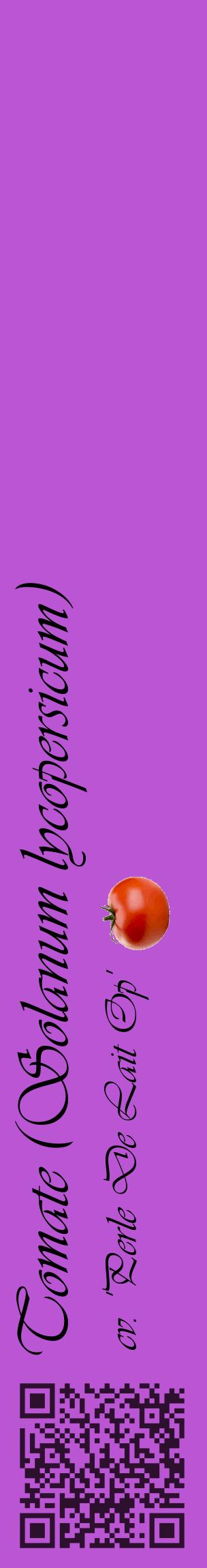 Étiquette de : Solanum lycopersicum cv. 'Perle De Lait Op' - format c - style noire50_basiqueviv avec qrcode et comestibilité simplifiée