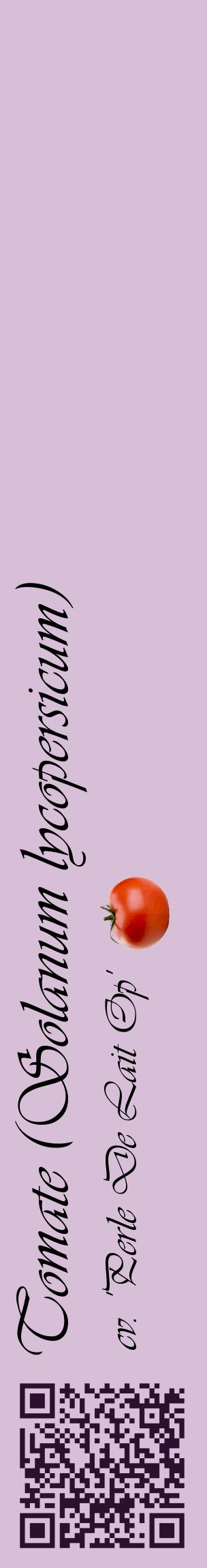 Étiquette de : Solanum lycopersicum cv. 'Perle De Lait Op' - format c - style noire54_basiqueviv avec qrcode et comestibilité simplifiée