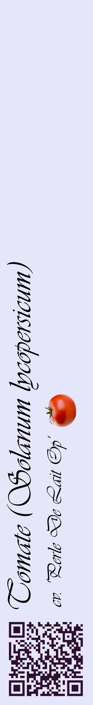 Étiquette de : Solanum lycopersicum cv. 'Perle De Lait Op' - format c - style noire55_basiqueviv avec qrcode et comestibilité simplifiée