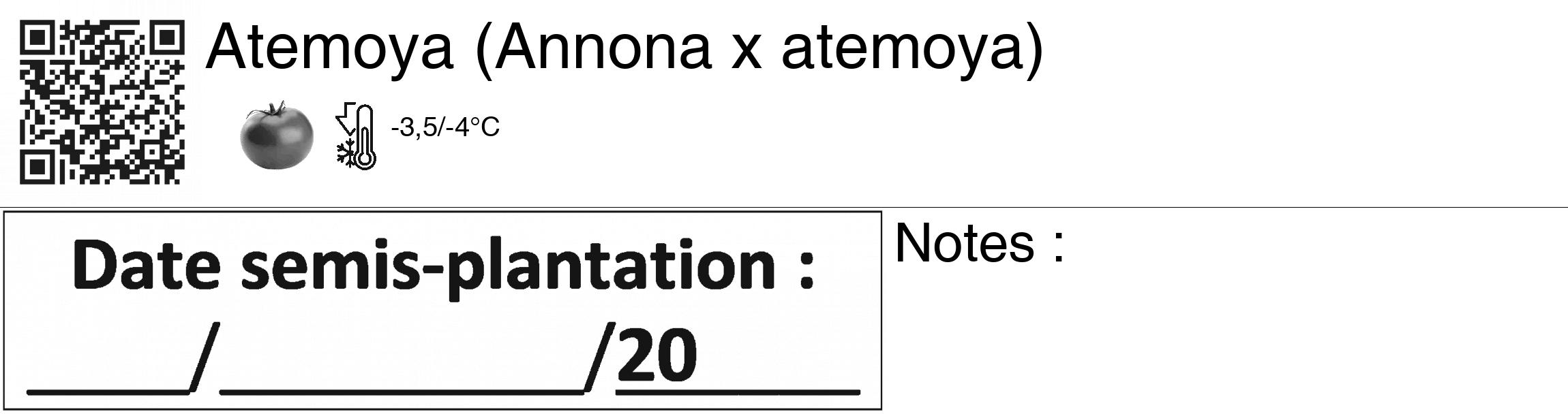Étiquette de : Annona x atemoya - format c - style noire60_basiquegrrvhel avec qrcode et comestibilité simplifiée
