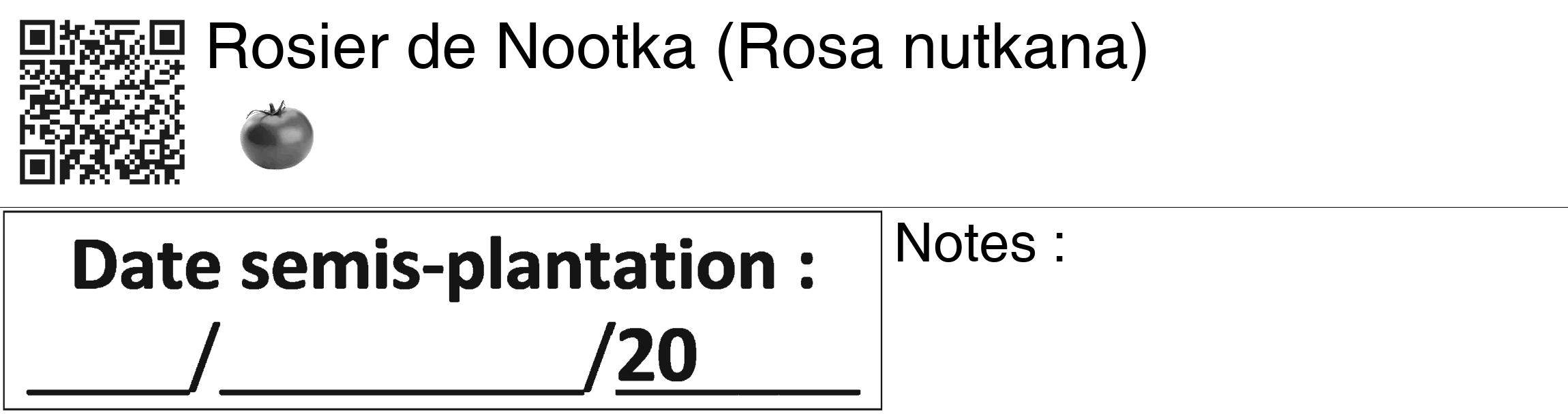 Étiquette de : Rosa nutkana - format c - style noire60_basiquegrrvhel avec qrcode et comestibilité simplifiée