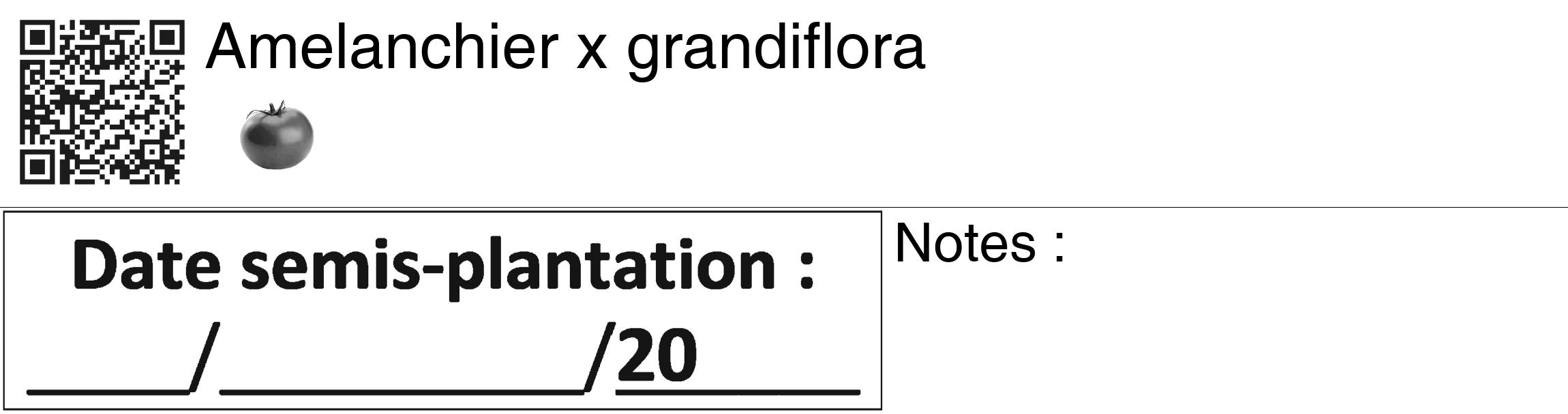 Étiquette de : Amelanchier x grandiflora - format c - style noire60_basiquegrrvhel avec qrcode et comestibilité simplifiée