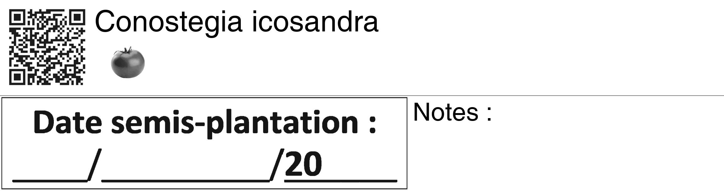 Étiquette de : Conostegia icosandra - format c - style noire60_basiquegrrvhel avec qrcode et comestibilité simplifiée