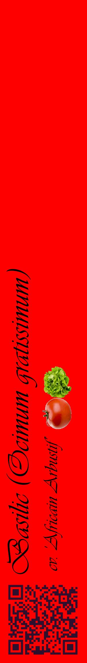 Étiquette de : Ocimum gratissimum cv. 'Africain Arbustif' - format c - style noire27_basiqueviv avec qrcode et comestibilité simplifiée