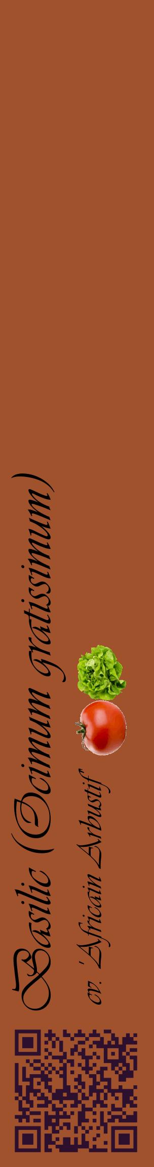 Étiquette de : Ocimum gratissimum cv. 'Africain Arbustif' - format c - style noire32_basiqueviv avec qrcode et comestibilité simplifiée