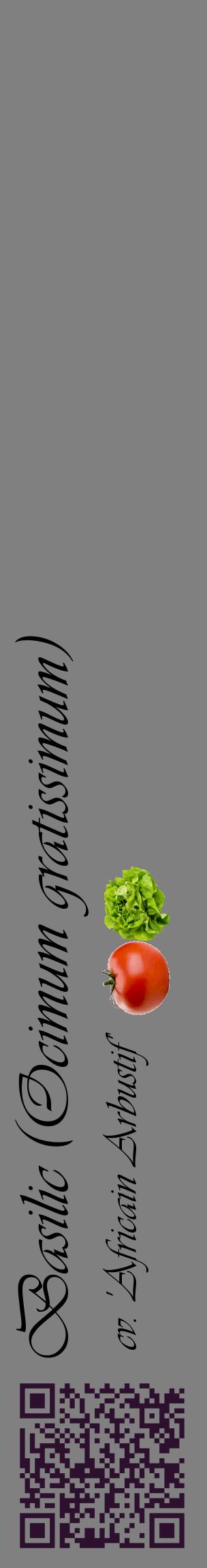 Étiquette de : Ocimum gratissimum cv. 'Africain Arbustif' - format c - style noire57_basiqueviv avec qrcode et comestibilité simplifiée
