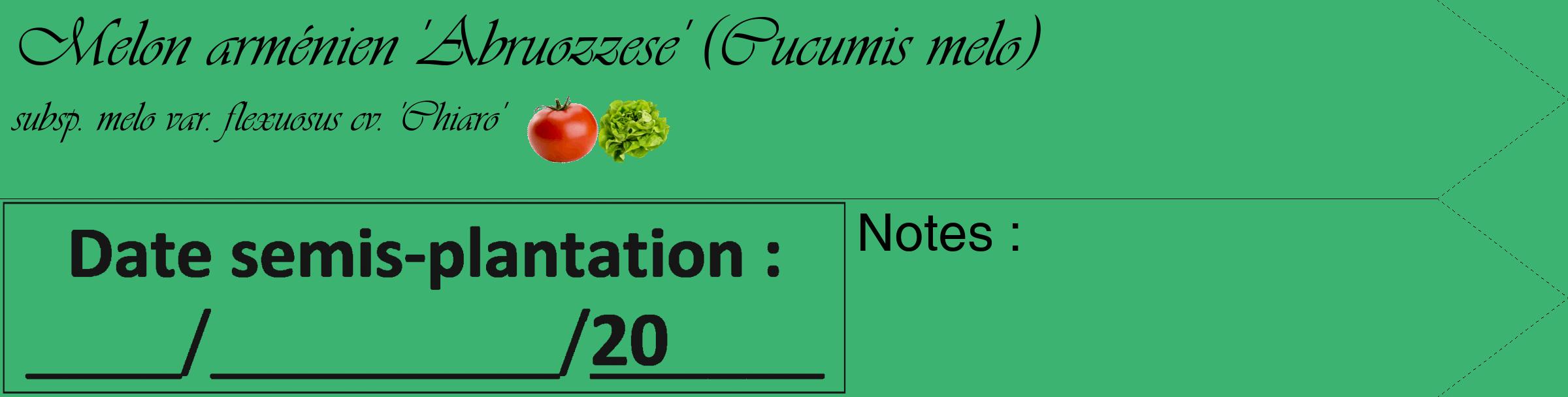 Étiquette de : Cucumis melo subsp. melo var. flexuosus cv. 'Chiaro' - format c - style noire12_simple_simpleviv avec comestibilité simplifiée