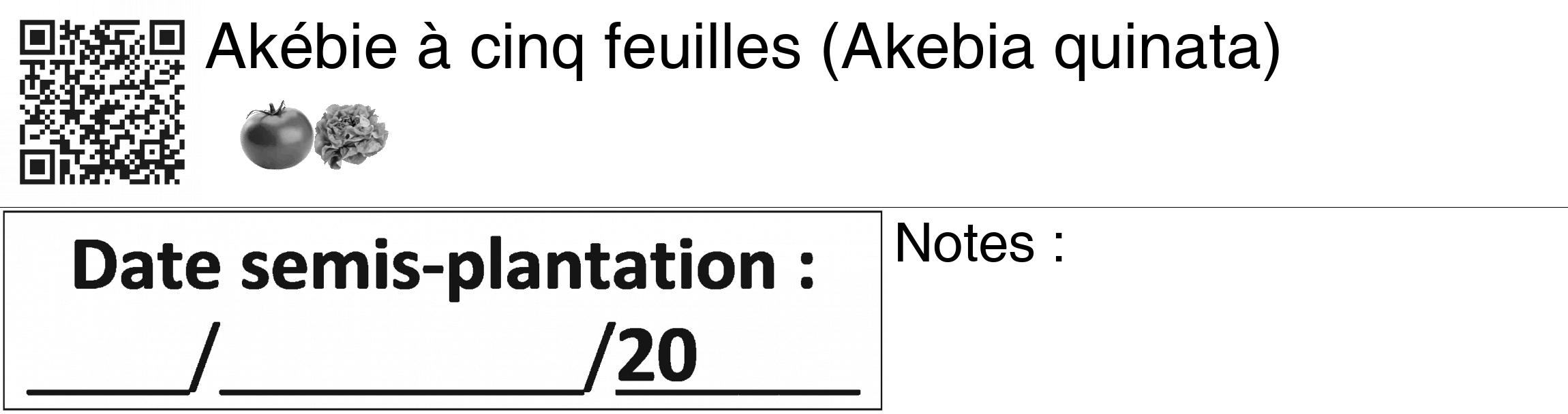 Étiquette de : Akebia quinata - format c - style noire60_basiquegrrvhel avec qrcode et comestibilité simplifiée