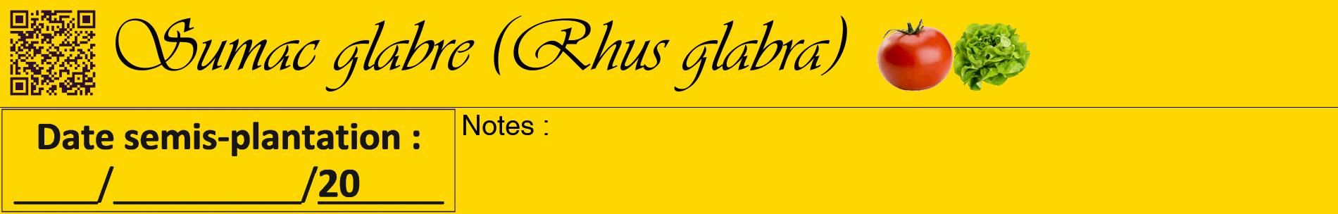 Étiquette de : Rhus glabra - format a - style noire21basiqueviv avec qrcode et comestibilité simplifiée