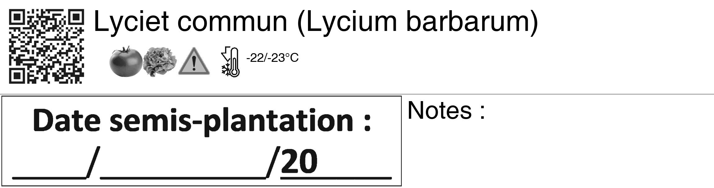 Étiquette de : Lycium barbarum - format c - style noire60_basiquegrrvhel avec qrcode et comestibilité simplifiée