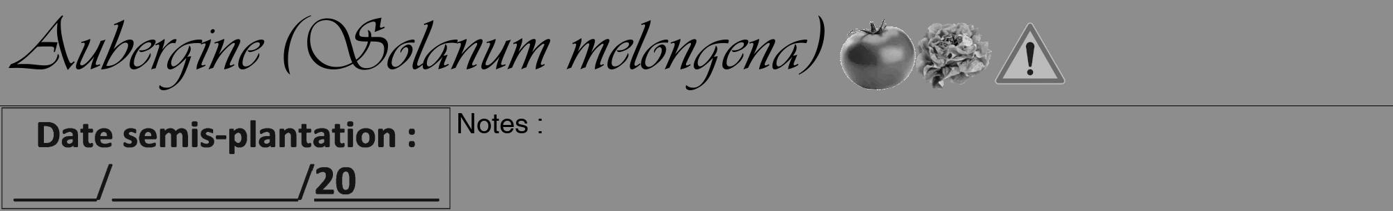 Étiquette de : Solanum melongena - format a - style noire2viv avec comestibilité simplifiée