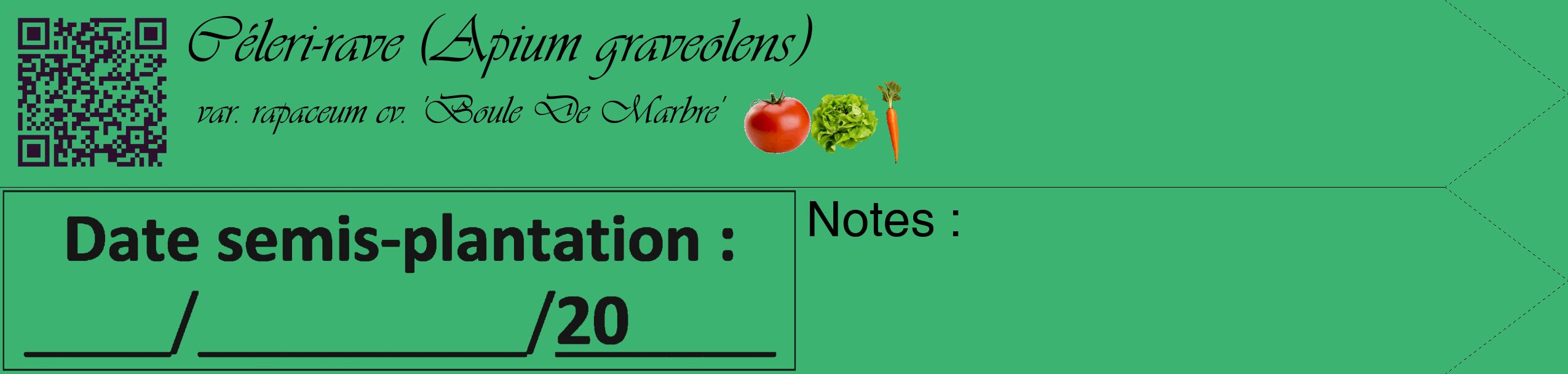 Étiquette de : Apium graveolens var. rapaceum cv. 'Boule De Marbre' - format c - style noire12simple_basique_basiqueviv avec qrcode et comestibilité simplifiée