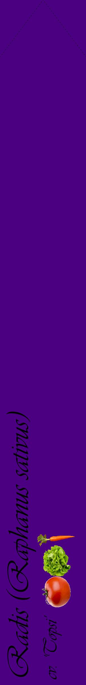 Étiquette de : Raphanus sativus cv. 'Topsi' - format c - style noire47_simpleviv avec comestibilité simplifiée