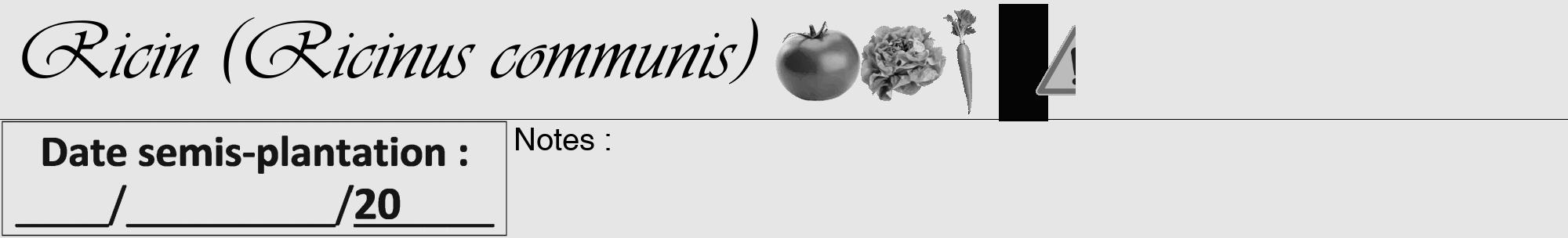 Étiquette de : Ricinus communis - format a - style noire18viv avec comestibilité simplifiée