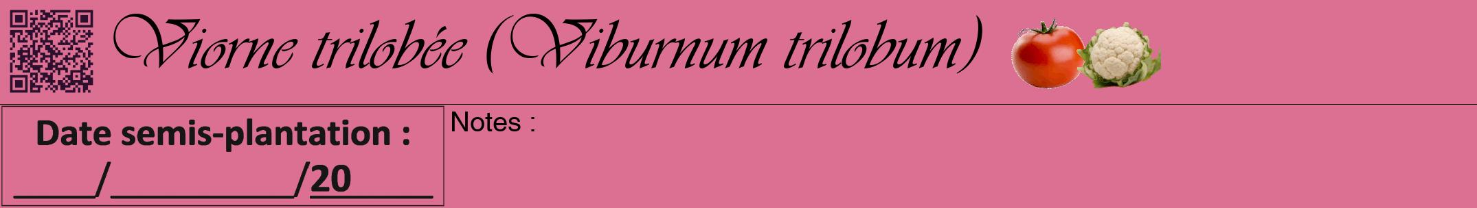 Étiquette de : Viburnum trilobum - format a - style noire44viv avec qrcode et comestibilité simplifiée