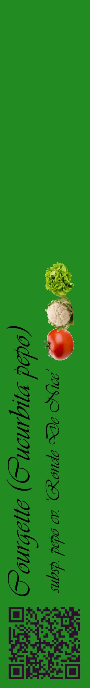 Étiquette de : Cucurbita pepo subsp. pepo cv. 'Ronde De Nice' - format c - style noire10_basiqueviv avec qrcode et comestibilité simplifiée