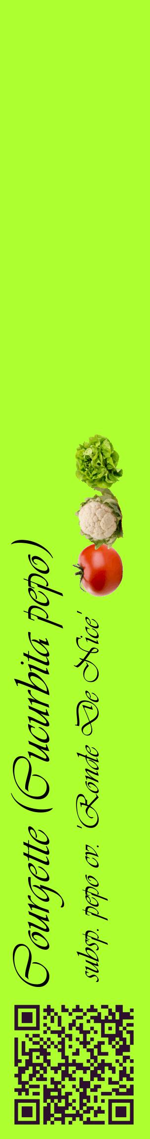 Étiquette de : Cucurbita pepo subsp. pepo cv. 'Ronde De Nice' - format c - style noire17_basiqueviv avec qrcode et comestibilité simplifiée