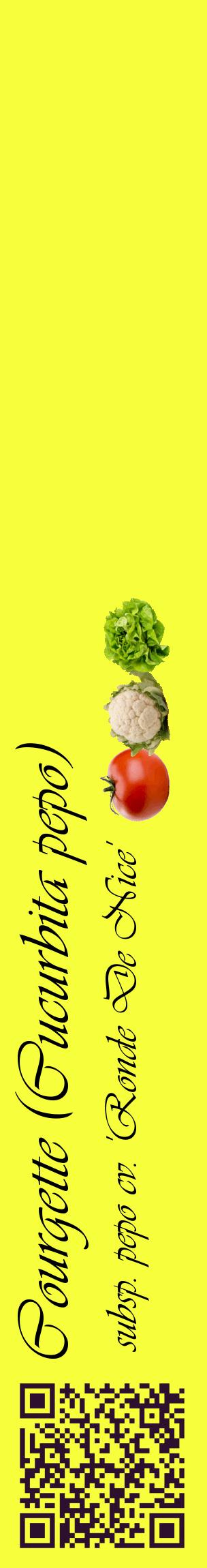 Étiquette de : Cucurbita pepo subsp. pepo cv. 'Ronde De Nice' - format c - style noire18_basiqueviv avec qrcode et comestibilité simplifiée