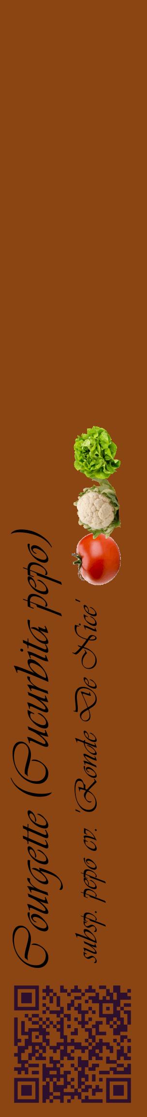 Étiquette de : Cucurbita pepo subsp. pepo cv. 'Ronde De Nice' - format c - style noire30_basiqueviv avec qrcode et comestibilité simplifiée