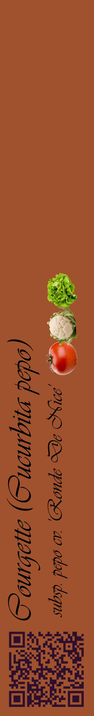 Étiquette de : Cucurbita pepo subsp. pepo cv. 'Ronde De Nice' - format c - style noire32_basiqueviv avec qrcode et comestibilité simplifiée