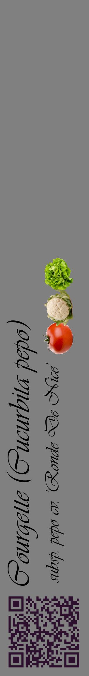 Étiquette de : Cucurbita pepo subsp. pepo cv. 'Ronde De Nice' - format c - style noire57_basiqueviv avec qrcode et comestibilité simplifiée