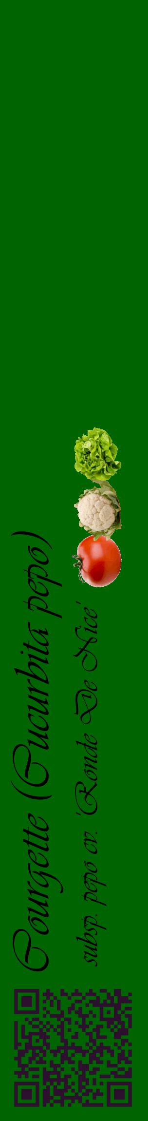 Étiquette de : Cucurbita pepo subsp. pepo cv. 'Ronde De Nice' - format c - style noire8_basiqueviv avec qrcode et comestibilité simplifiée