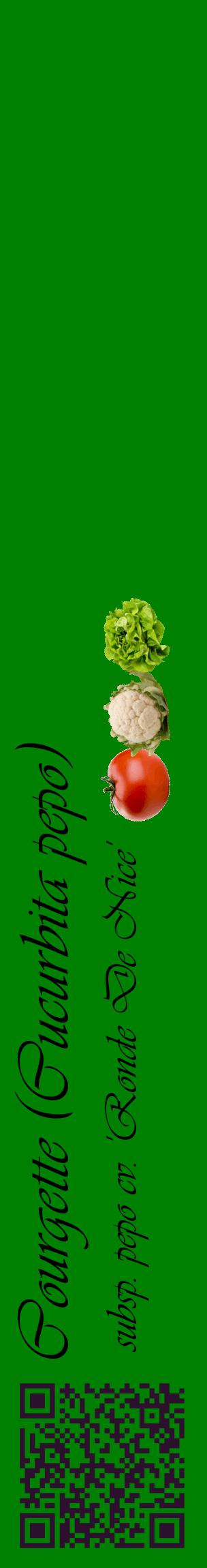 Étiquette de : Cucurbita pepo subsp. pepo cv. 'Ronde De Nice' - format c - style noire9_basiqueviv avec qrcode et comestibilité simplifiée