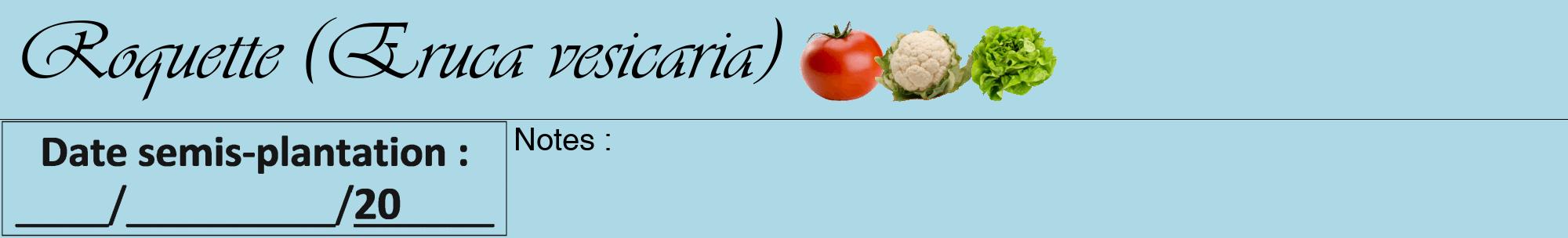 Étiquette de : Eruca vesicaria - format a - style noire0viv avec comestibilité simplifiée
