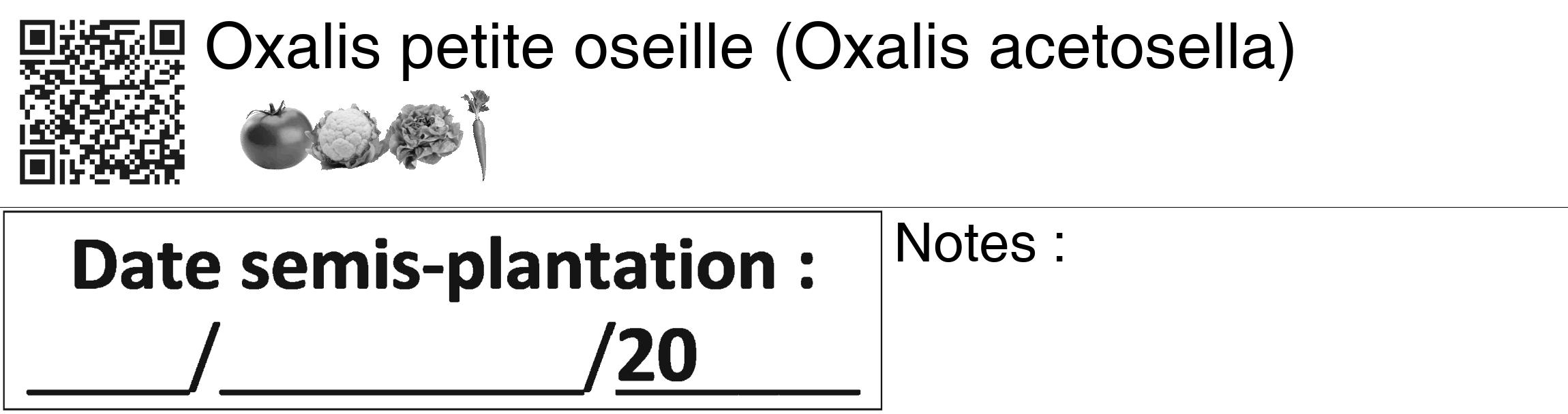 Étiquette de : Oxalis acetosella - format c - style noire60_basiquegrrvhel avec qrcode et comestibilité simplifiée