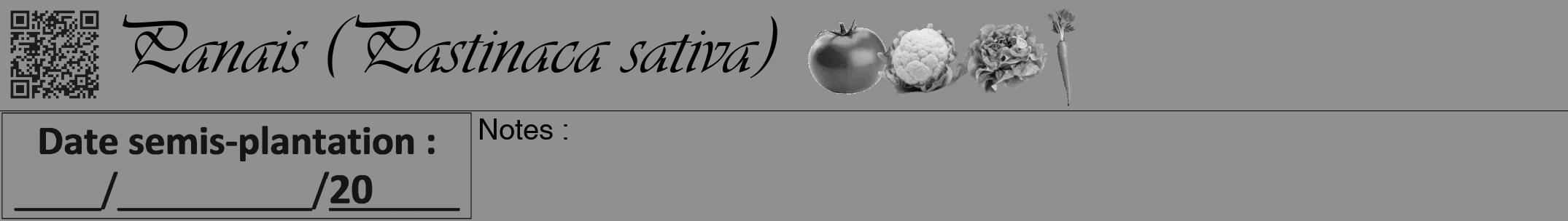 Étiquette de : Pastinaca sativa - format a - style noire4viv avec qrcode et comestibilité simplifiée