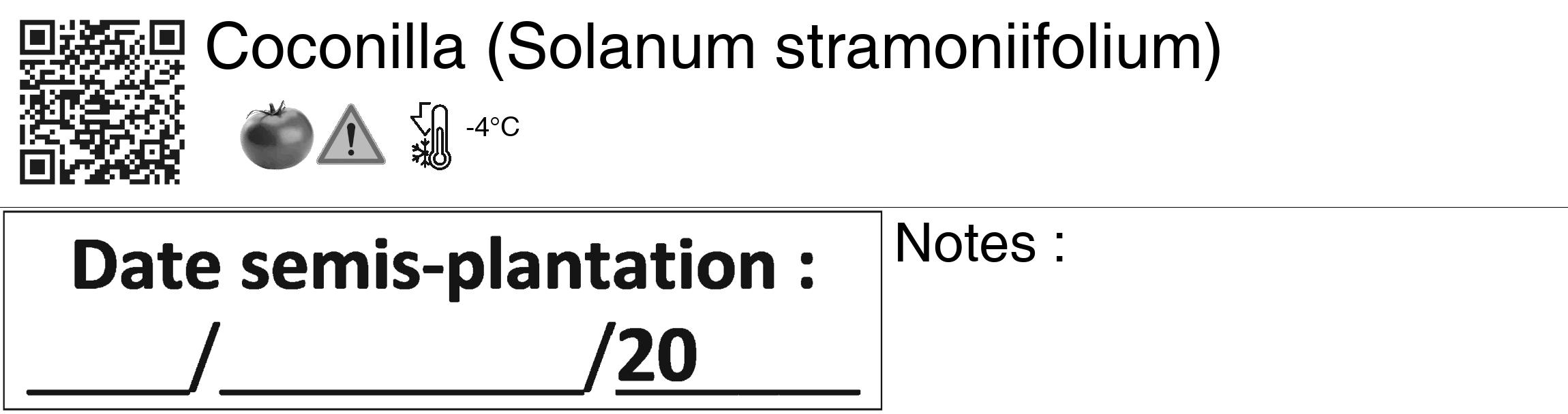 Étiquette de : Solanum stramoniifolium - format c - style noire60_basiquegrrvhel avec qrcode et comestibilité simplifiée