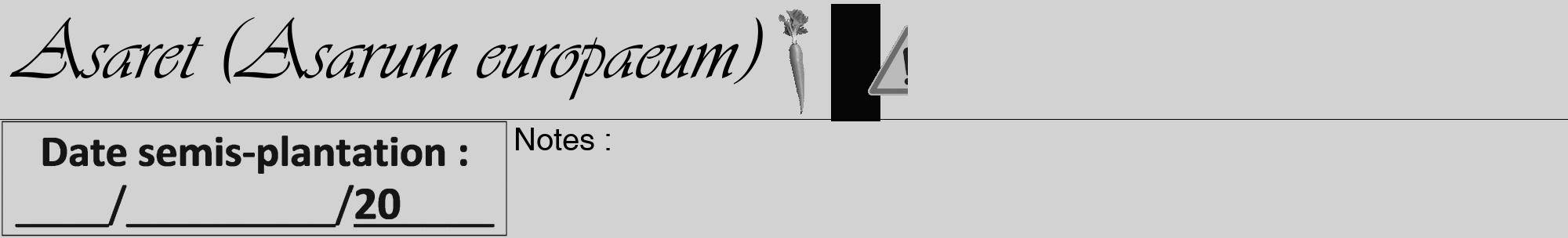 Étiquette de : Asarum europaeum - format a - style noire14viv avec comestibilité simplifiée