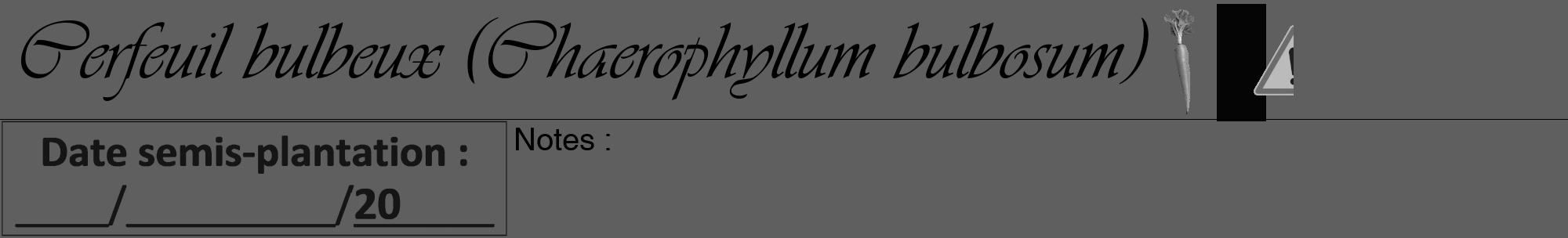 Étiquette de : Chaerophyllum bulbosum - format a - style noire10viv avec comestibilité simplifiée