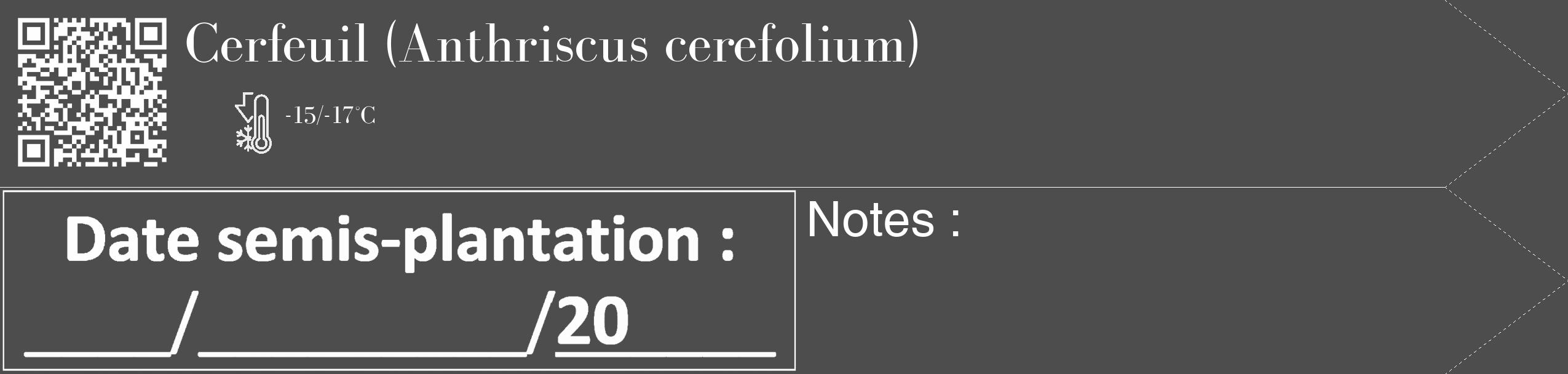 Étiquette de : Anthriscus cerefolium - format c - style blanche28_simple_simplebod avec qrcode et comestibilité